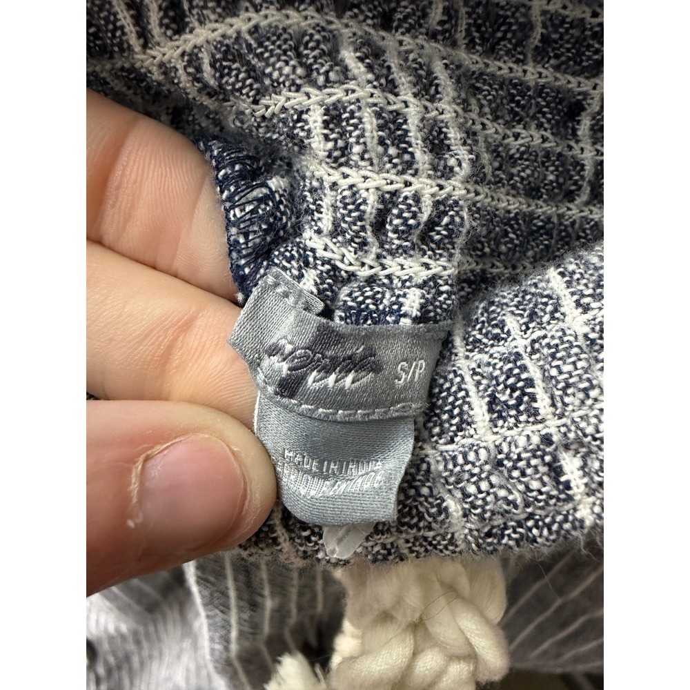 Aerie American Eagle Jogger Pants Women Small Blue Excellent Striped Linen Blend - Picture 5 of 9